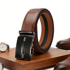 Herren Automatikgürtel schwarz– Eleganter Ratschengürtel aus Leder