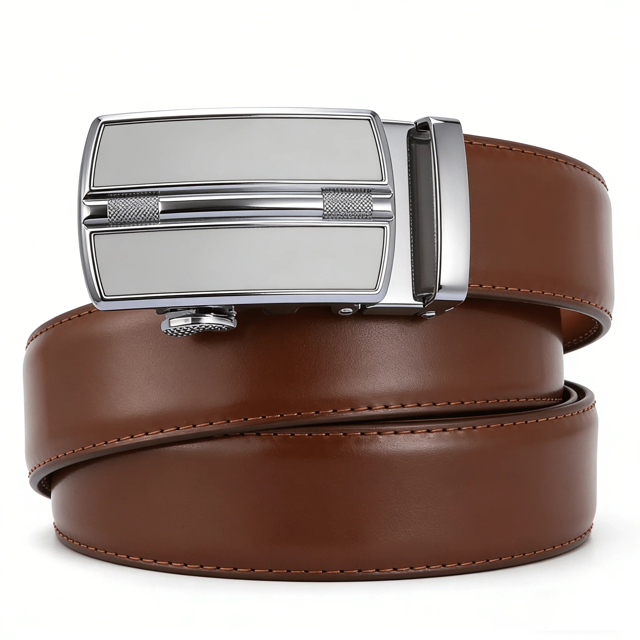 Herren Automatikgürtel silber – Eleganter Ratschengürtel aus Leder