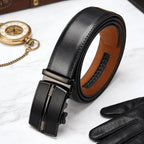 Herren Automatikgürtel schwarz– Eleganter Ratschengürtel aus Leder