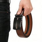 Herren Automatikgürtel schwarz– Eleganter Ratschengürtel aus Leder