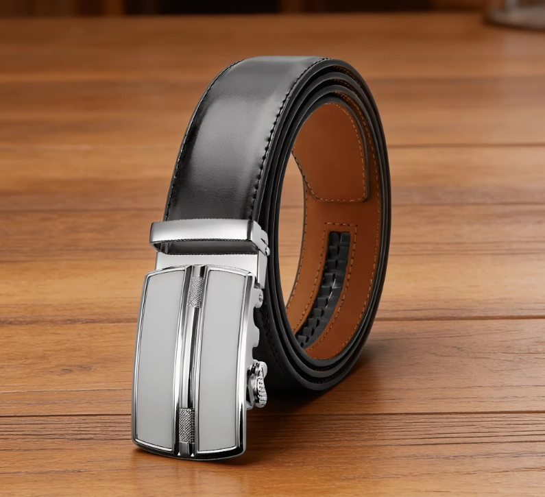 Herren Automatikgürtel silber – Eleganter Ratschengürtel aus Leder