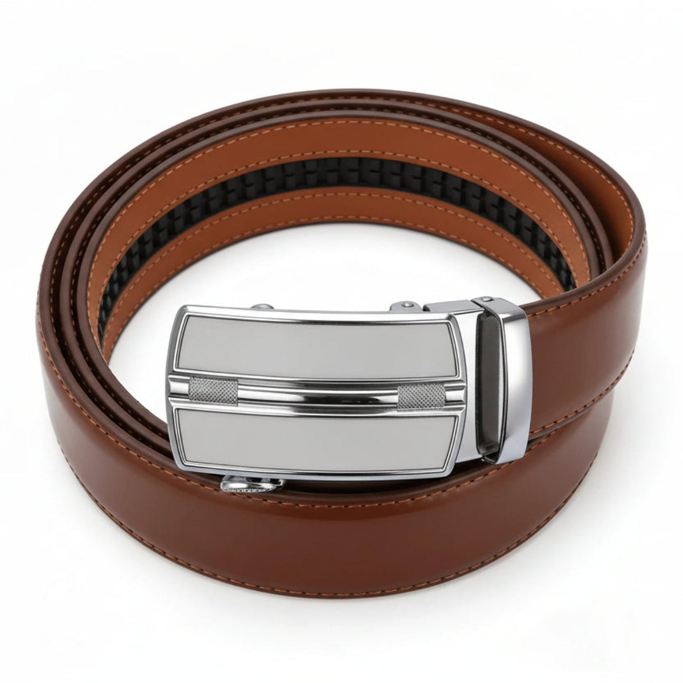 Herren Automatikgürtel silber – Eleganter Ratschengürtel aus Leder